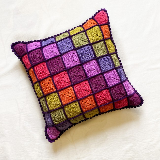 Rainbow Granny Square Cushion