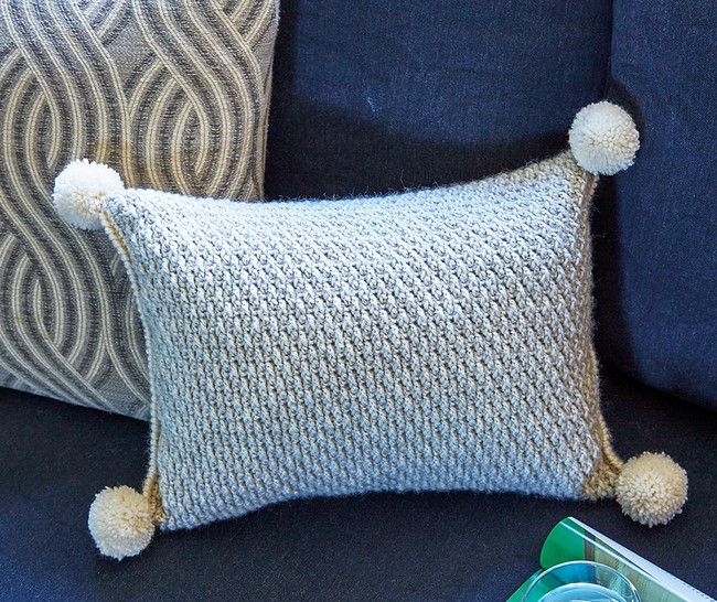 Textured Cushion with Pompoms