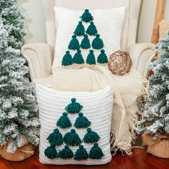 Tree Tassel Knit & Crochet Pillow