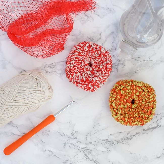 Upcycled Produce Bag Pot Scrubbers