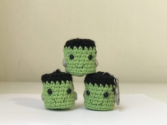 Crochet Frankenstein Marshmallow Keychains