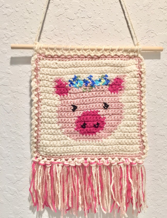 Pig Wall Hanging Tapestry Crochet