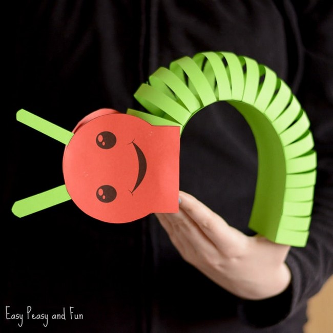 3D Paper Caterpillar Craft with Template