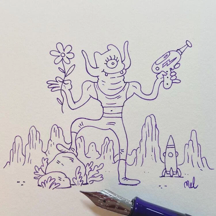 Alien Holding a Flower
