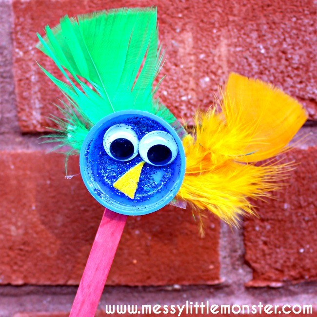 Bird Puppet Craft Easy Bottle Top Craft