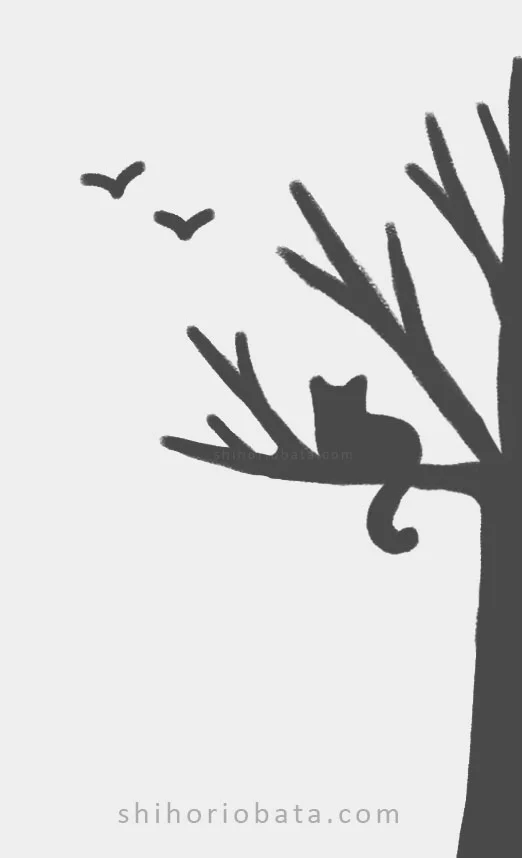 Cat in Tree Drawing