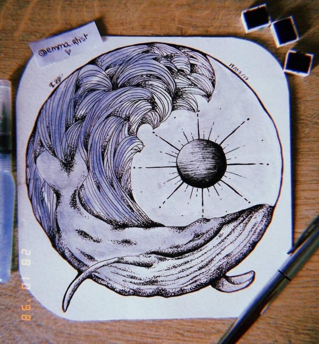 Circle Whale Drawing
