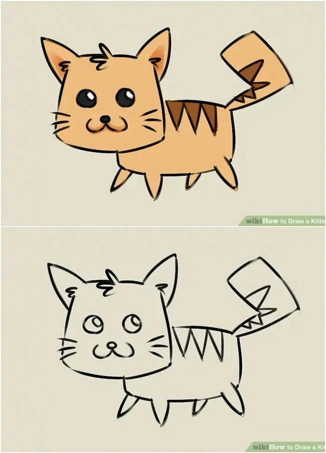 Cute Cartoon Kitten Drawing