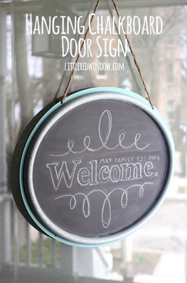 Hanging Chalkboard Welcome Door Sign