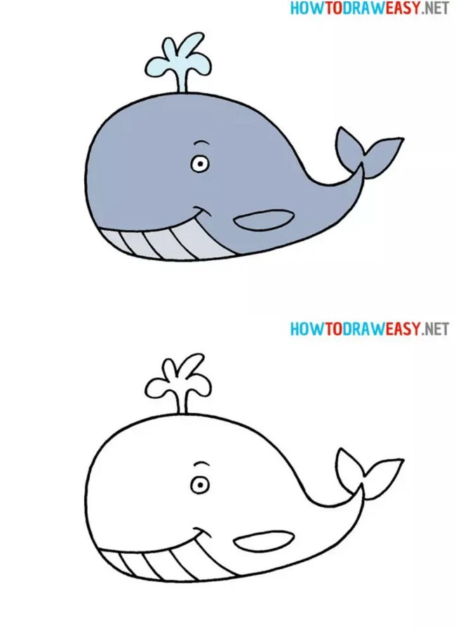 Easy Whale Drawing for Kids
