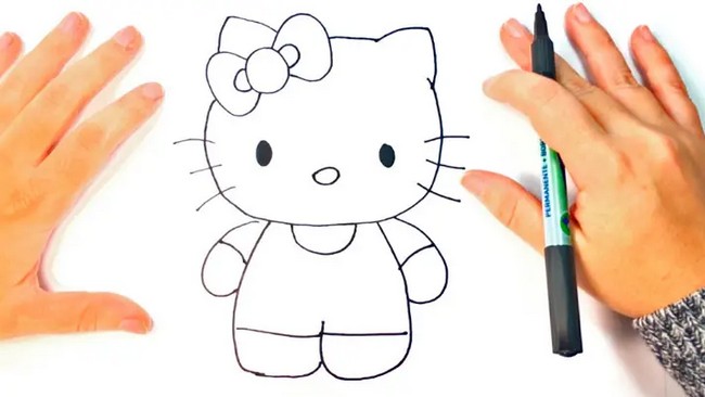 Hello Kitty Line Drawing