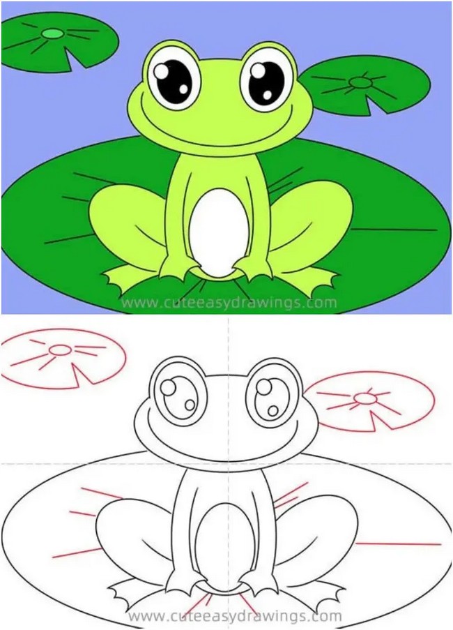 How To Draw A Frog On A Lily Pad