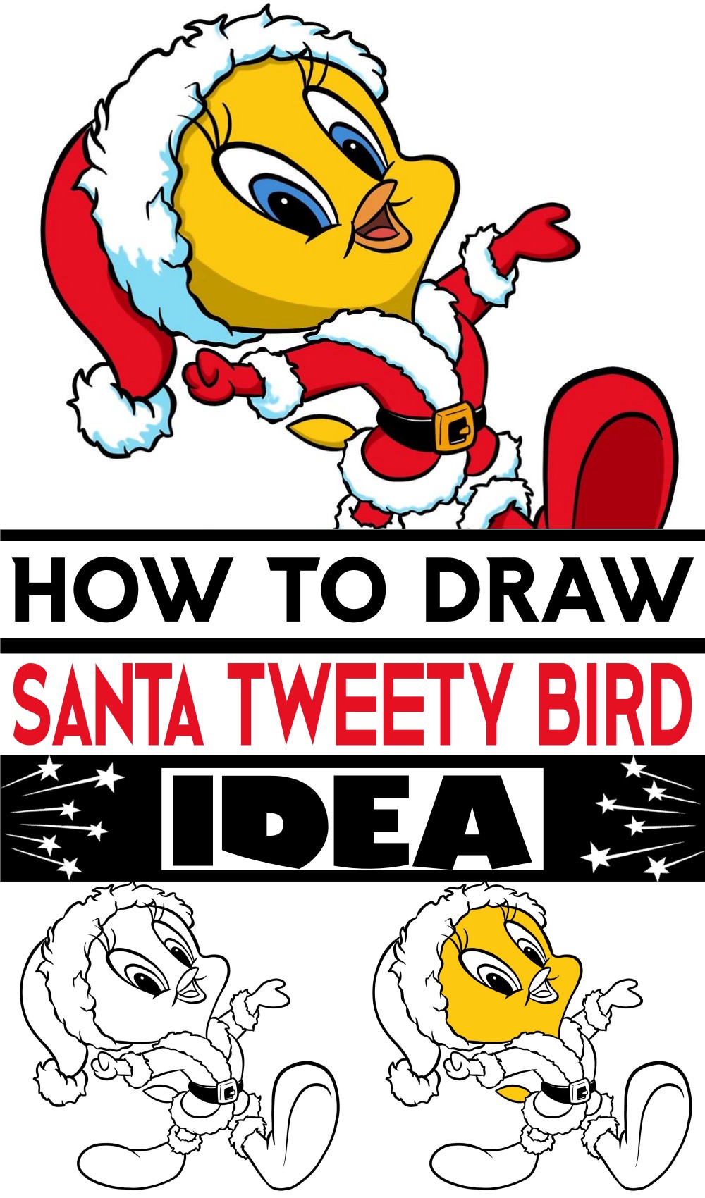 How To Draw Santa Tweety Bird