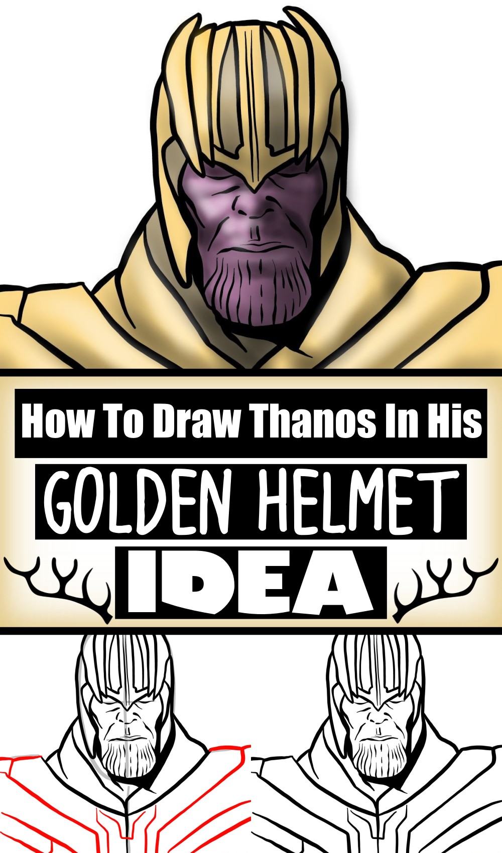 How To Draw Thanos In His Golden Helmet