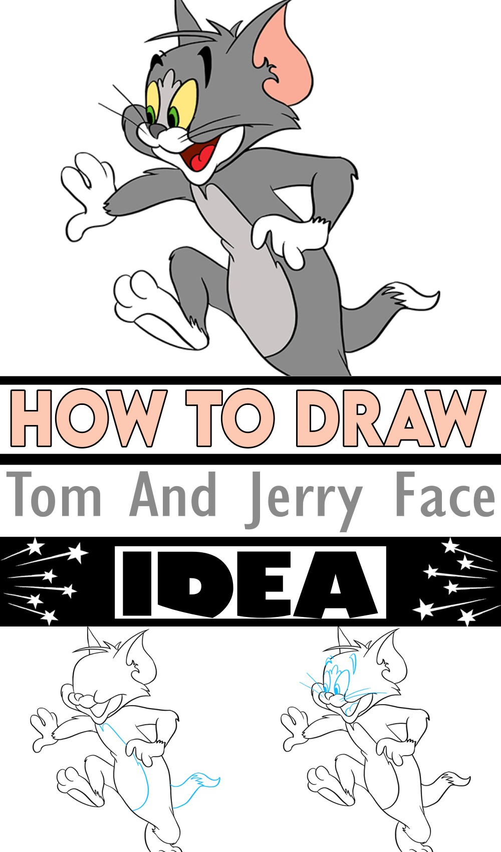 How To Draw Tom And Jerry Face