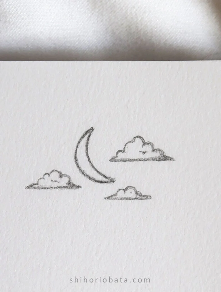 Moon And Clouds Drawing