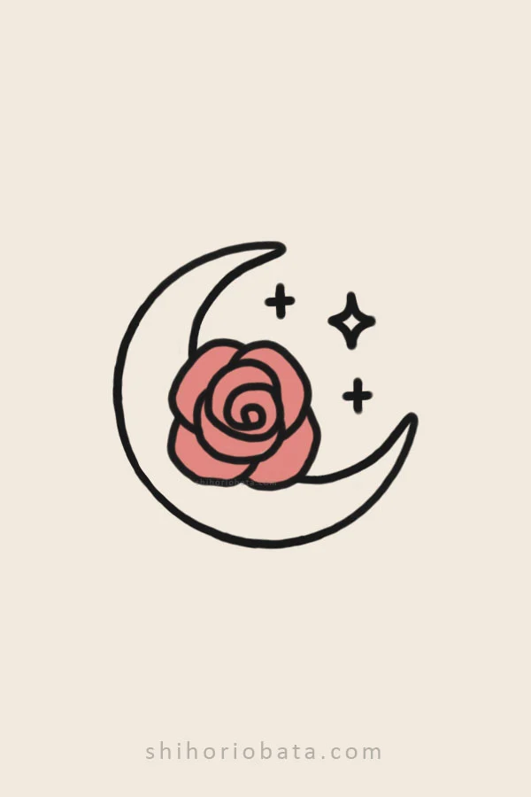 Moon And Rose Drawing