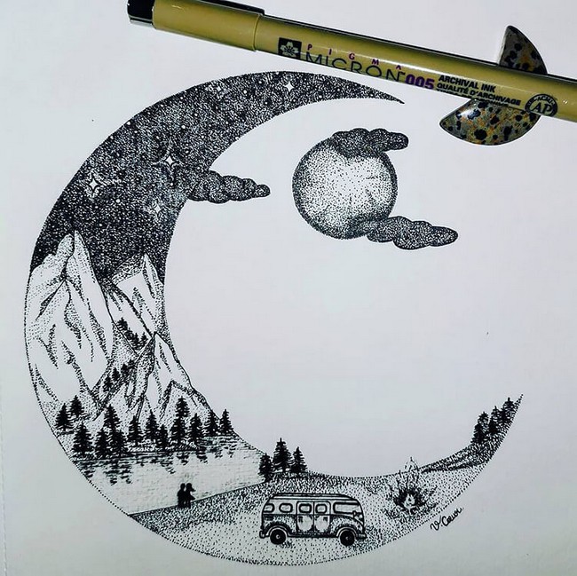Mountains And Trees Drawing