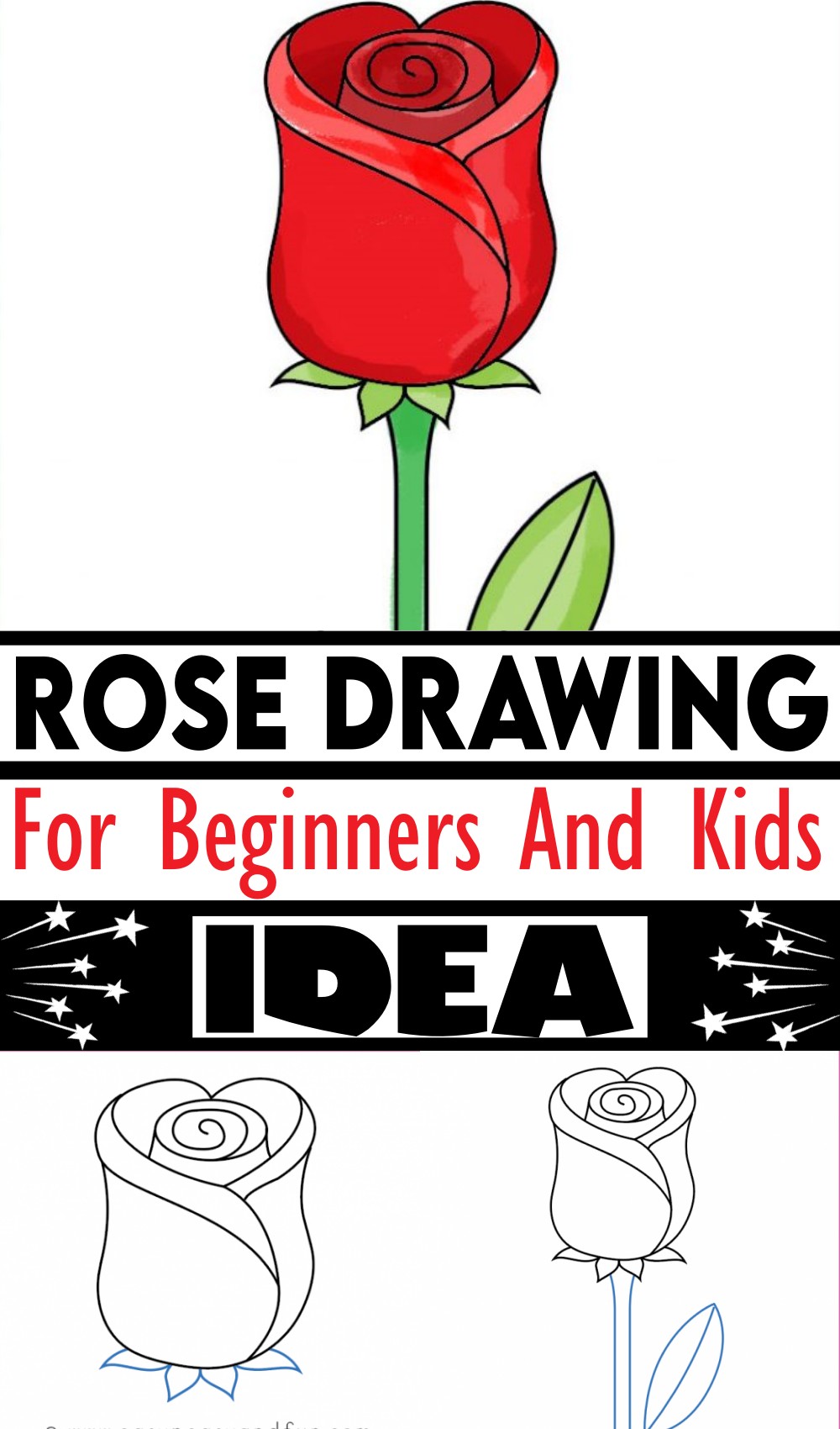 Rose Drawing For Beginners And Kids