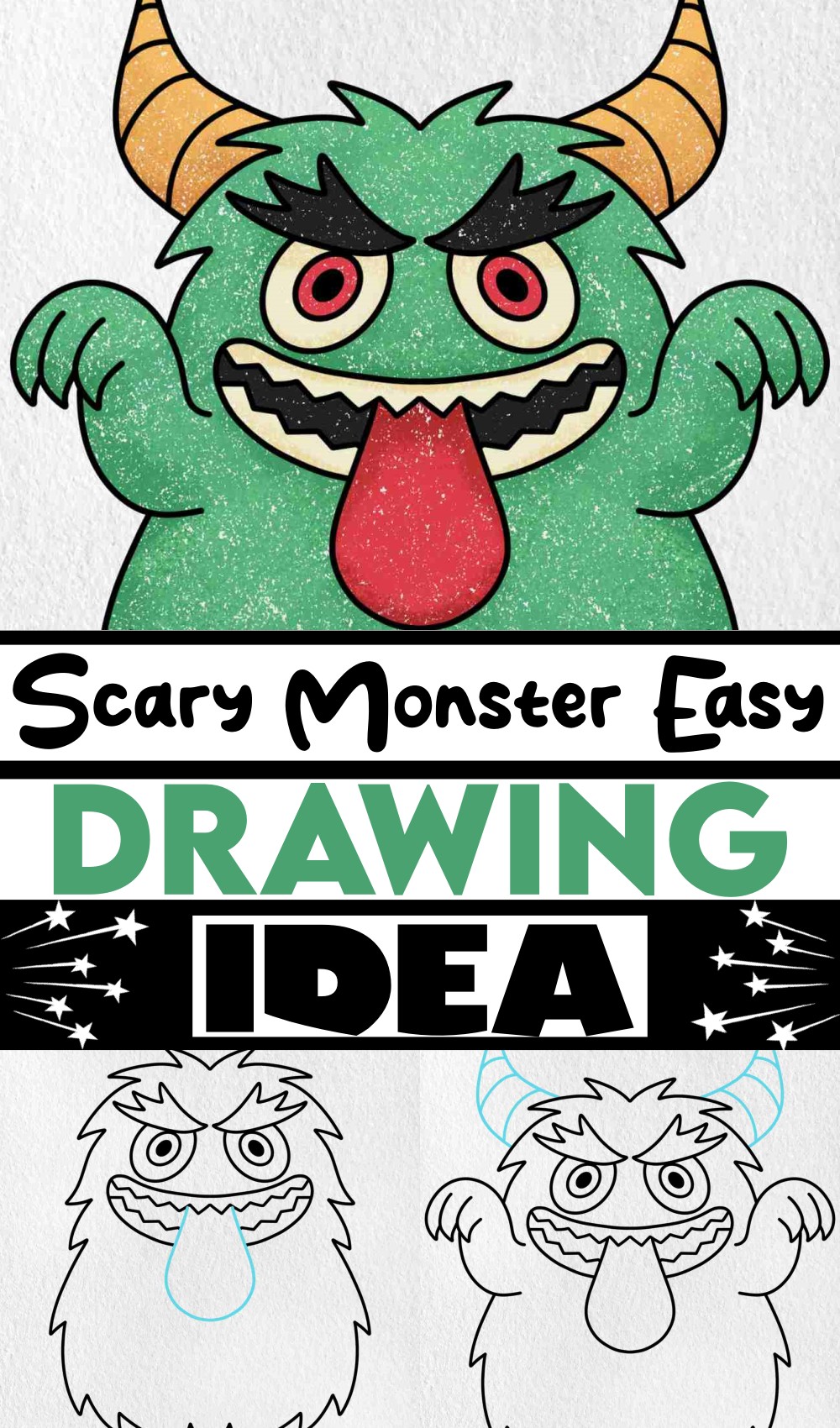 Scary Monster Drawing Easy