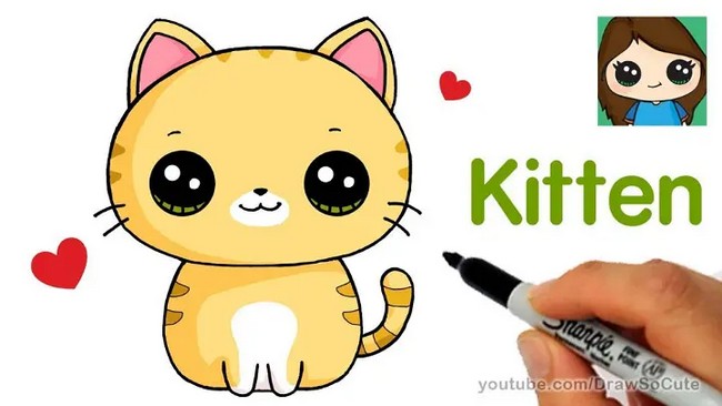 Super Kitten Drawing For Kids