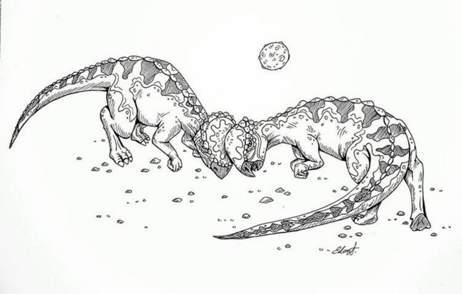Two dino Playing sketch