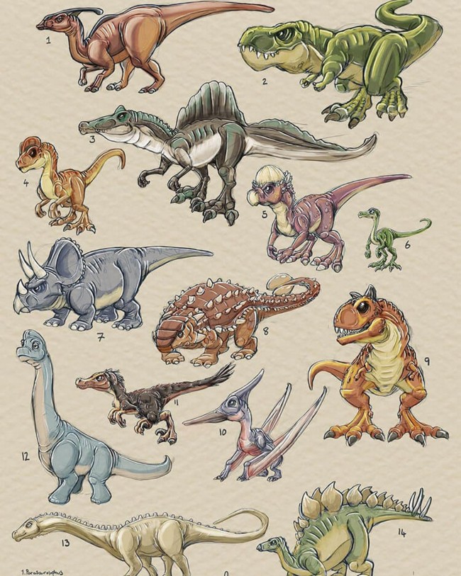 Various Dinosaur Illustrations