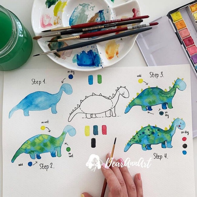 Watercolor Dinosaur