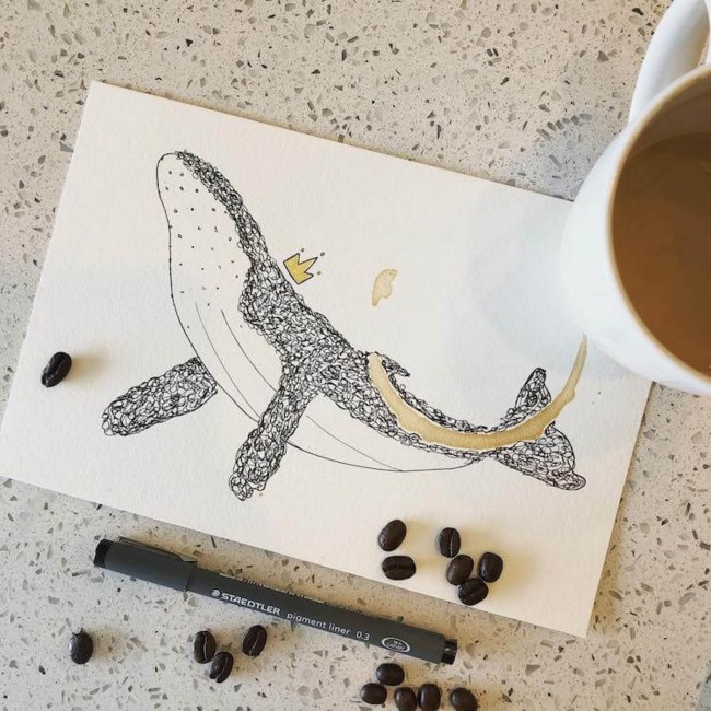 Whale Coffee Drawing