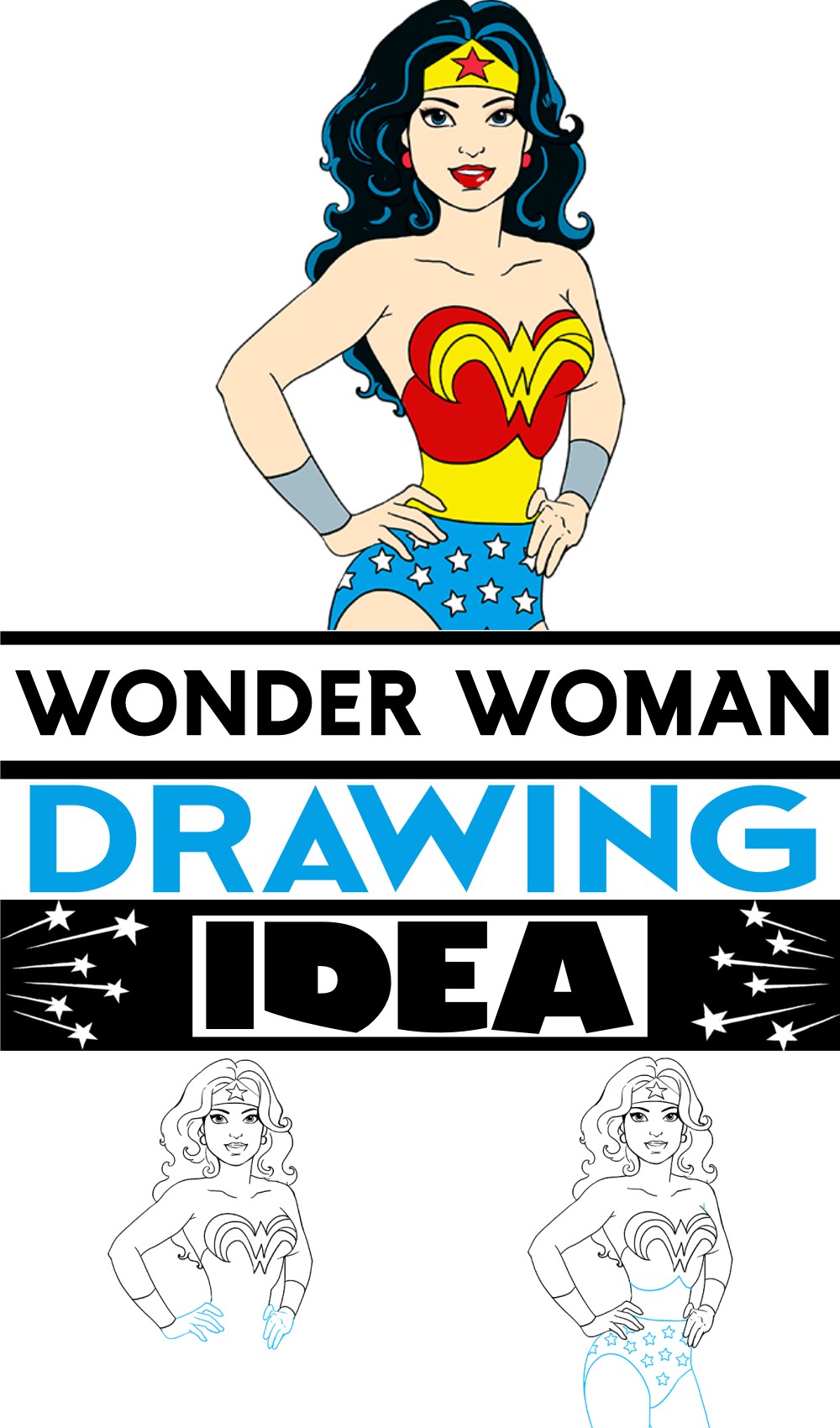 Wonder Woman Drawing For Beginner Artists