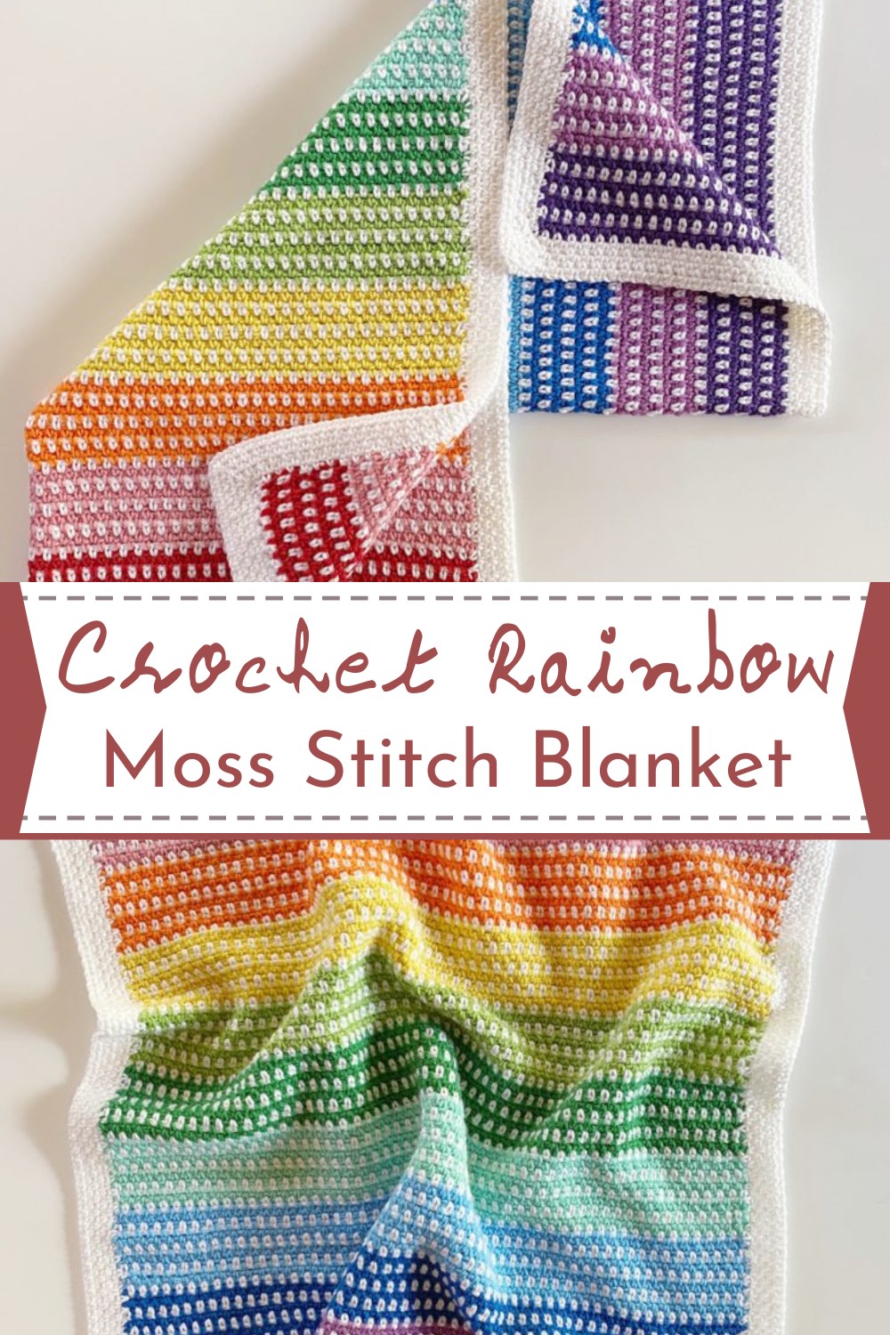 Crochet Rainbow Moss Stitch Blanket
