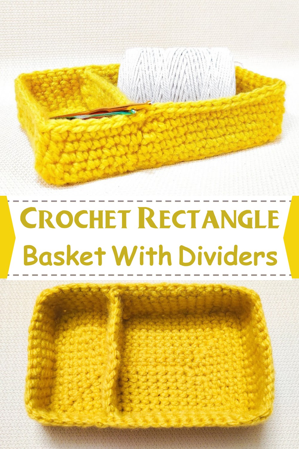 Crochet Rectangle Basket With Dividers