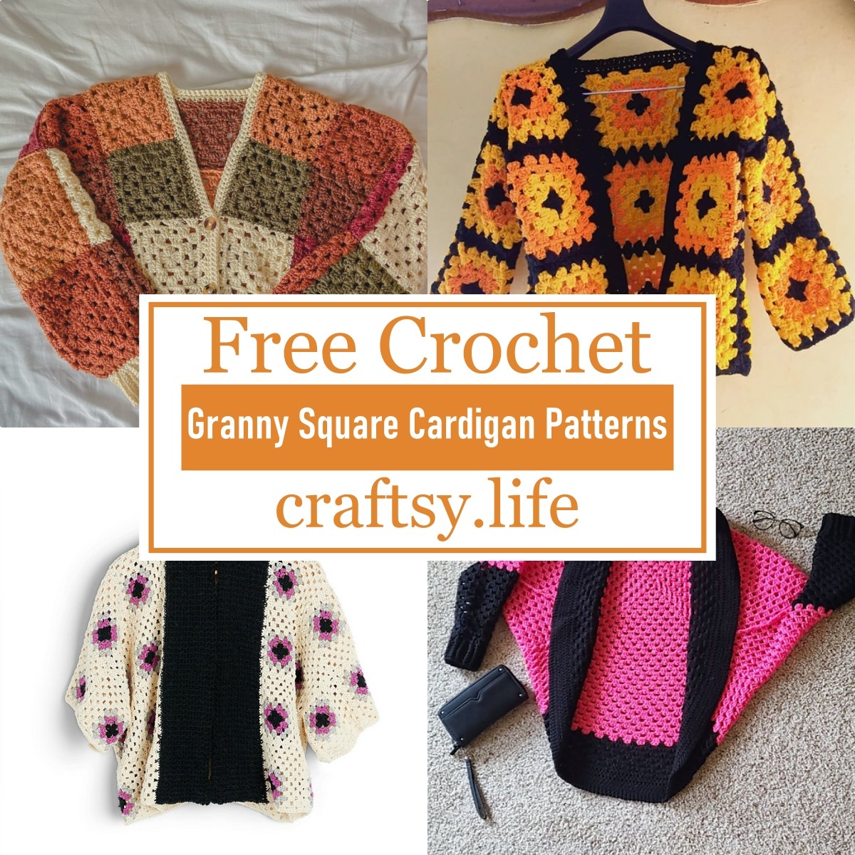 14 Free Crochet Granny Square Cardigan Patterns