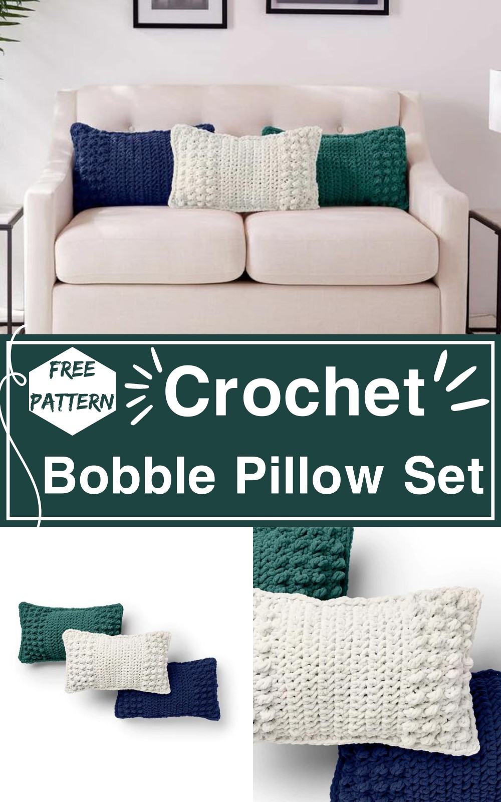 Bobble Crochet Pillow Set