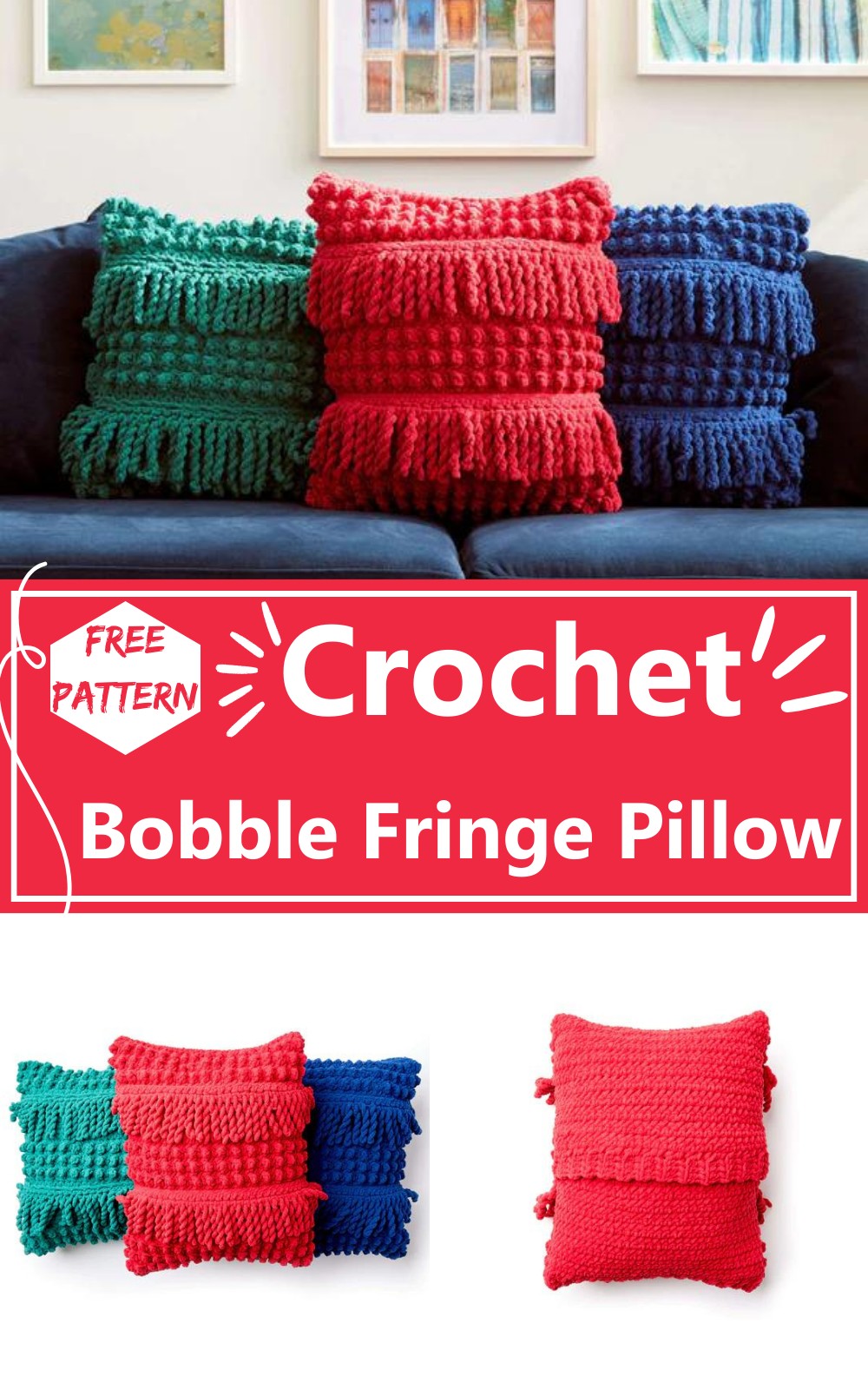 Bobble Fringe Crochet Pillow