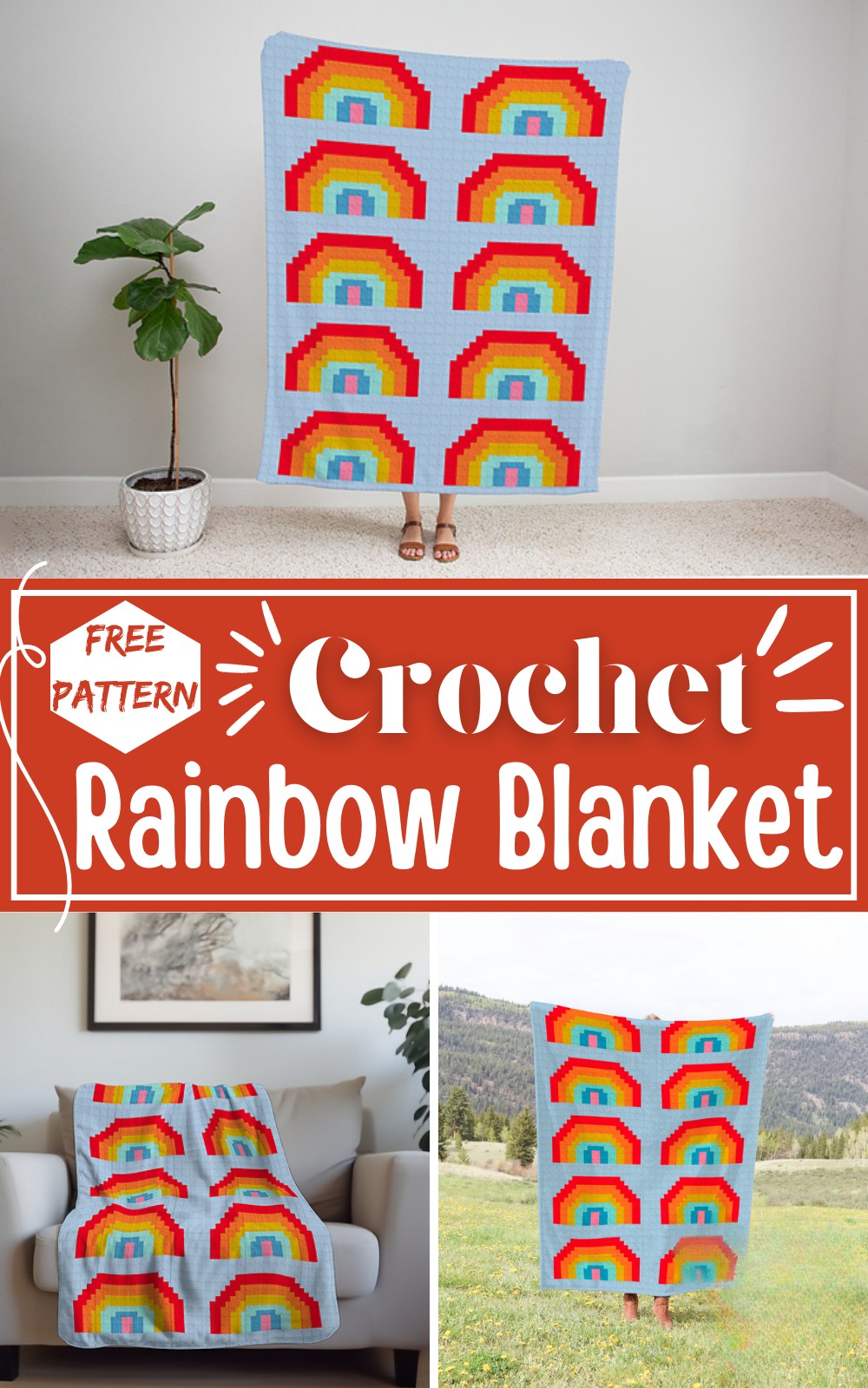 C2C Crochet Rainbow Blanket Pattern