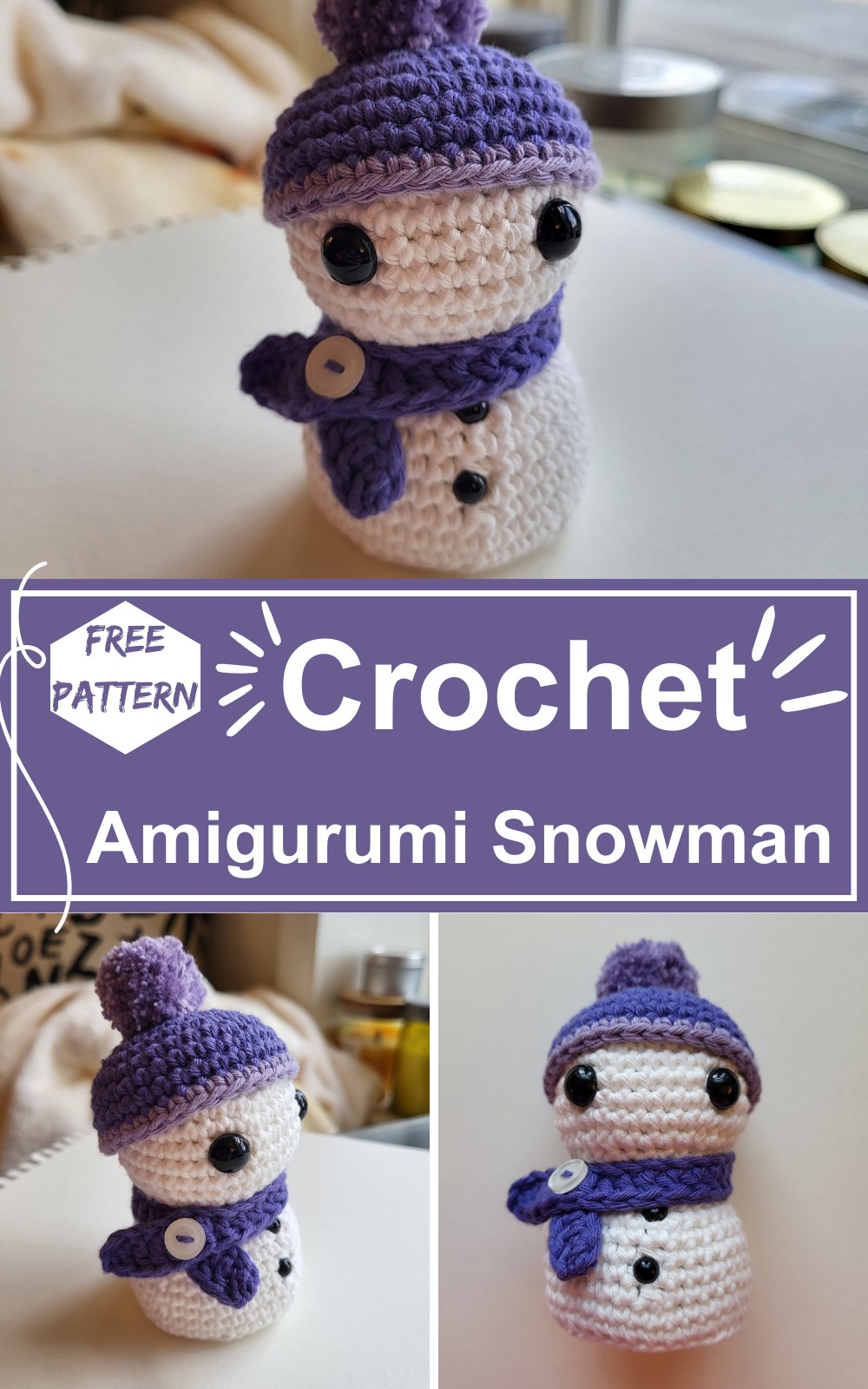 Crochet Amigurumi Snowman With Hat And Scarf