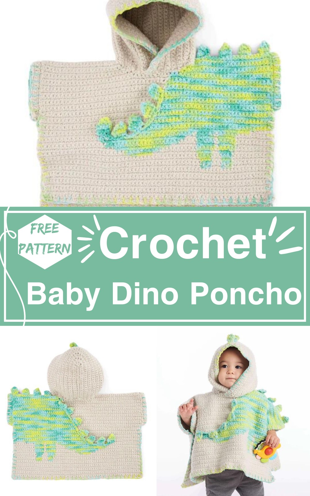 Crochet Baby Dino Poncho