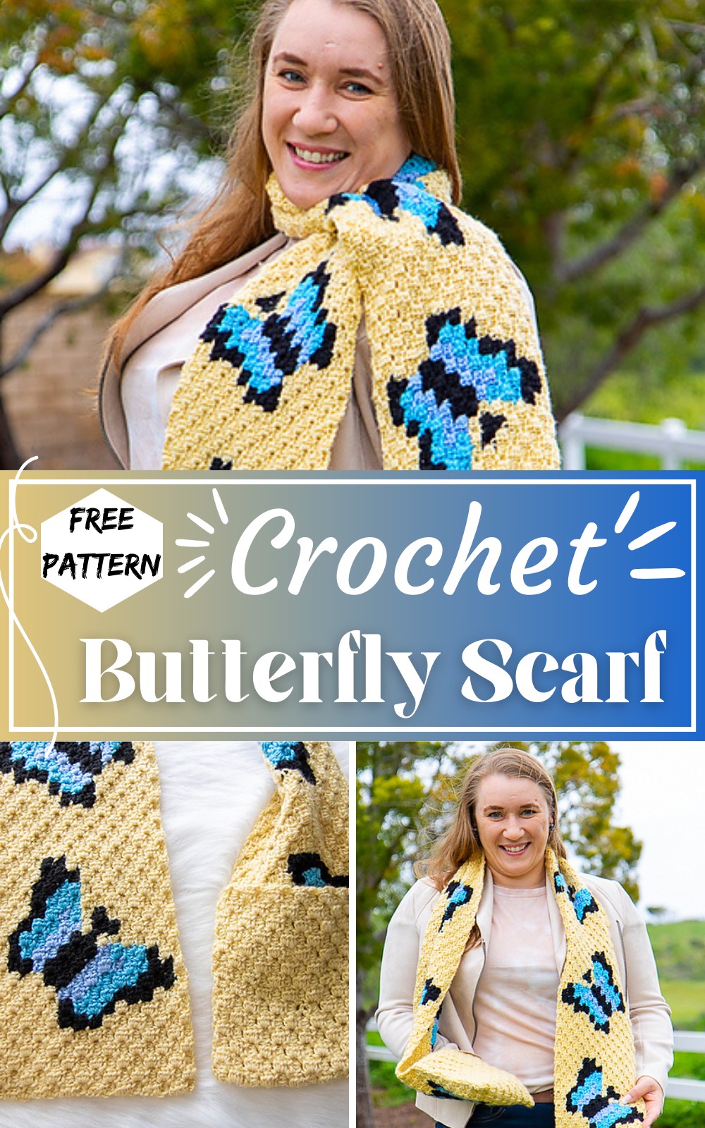 Crochet C2c Butterfly Scarf Pattern