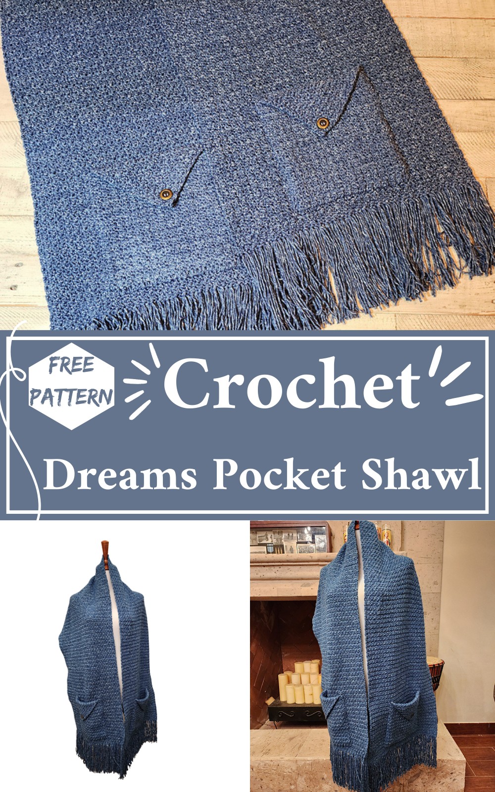 Crochet Denim Dreams Pocket Shawl