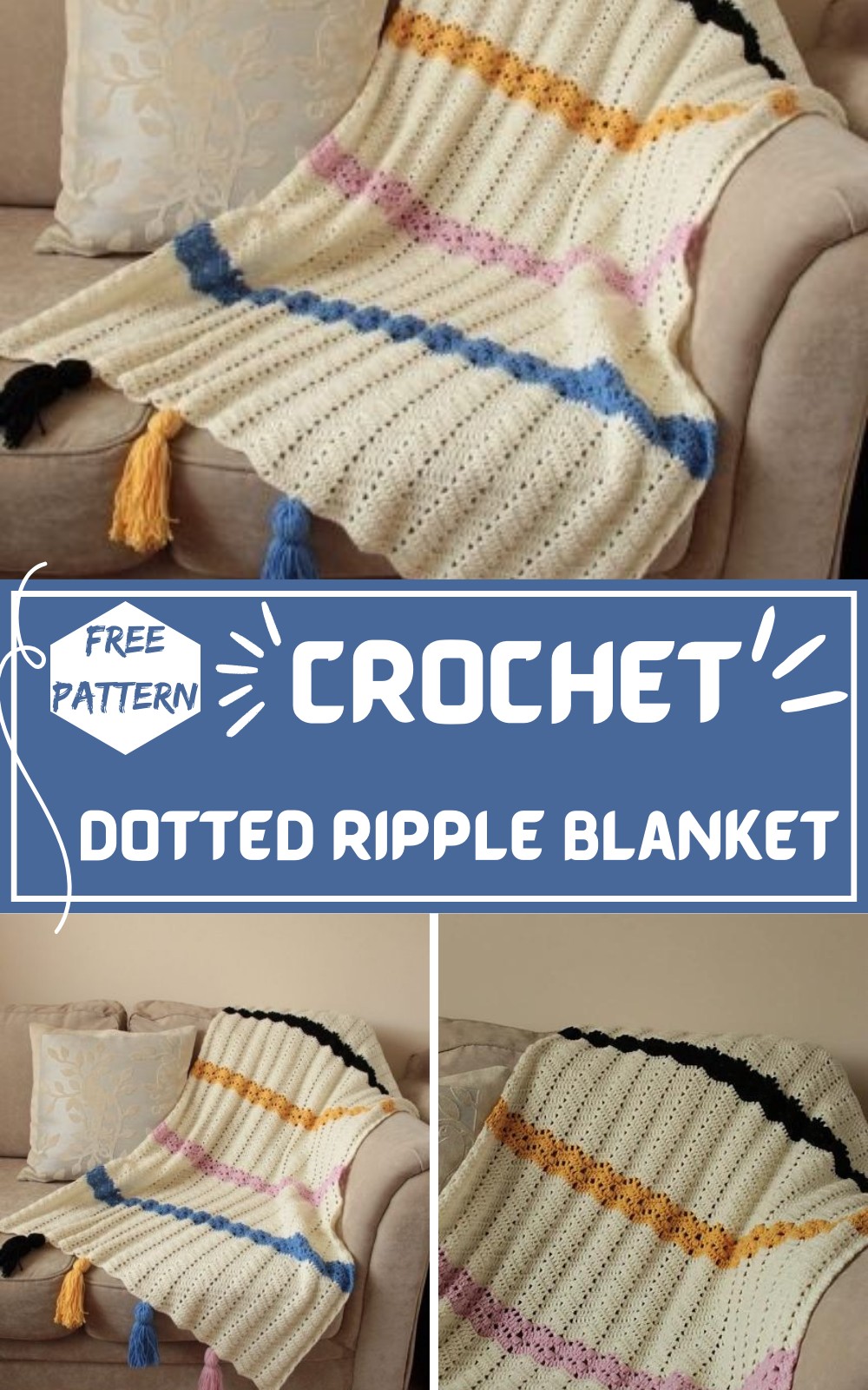 Crochet Dotted Ripple Blanket