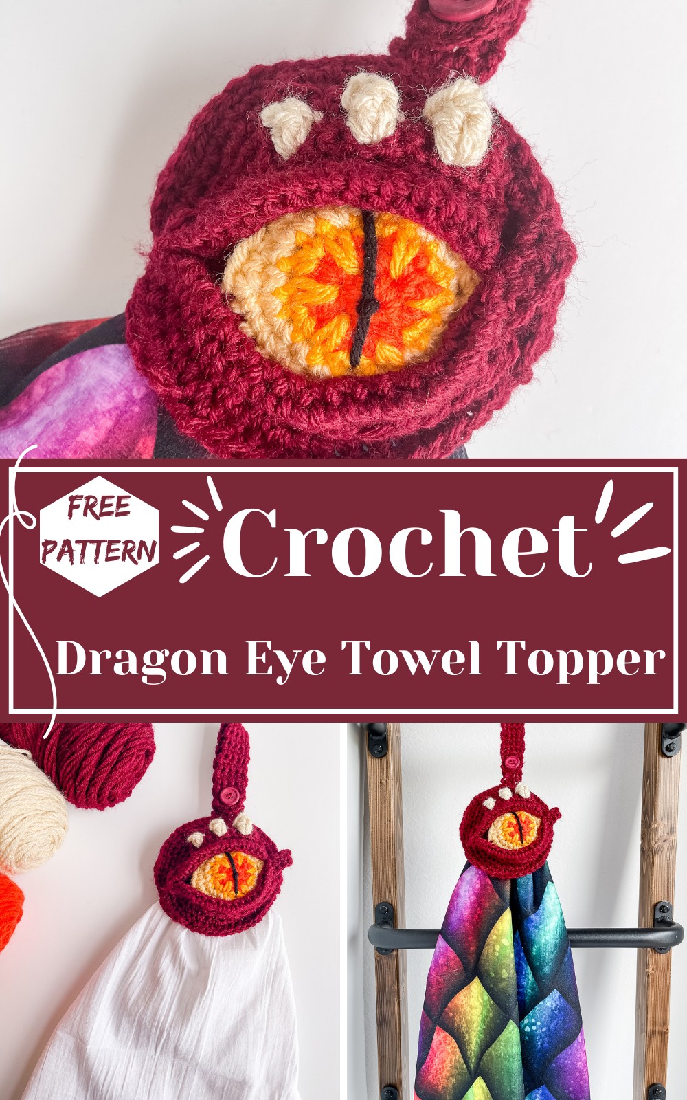 Crochet Dragon Eye Towel Topper