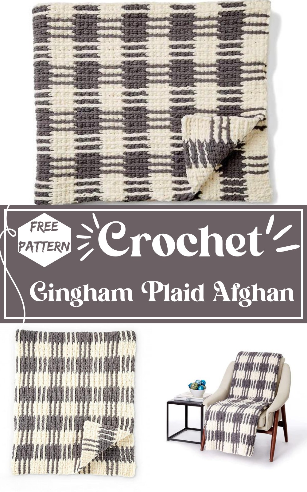 Crochet Gingham Plaid Afghan