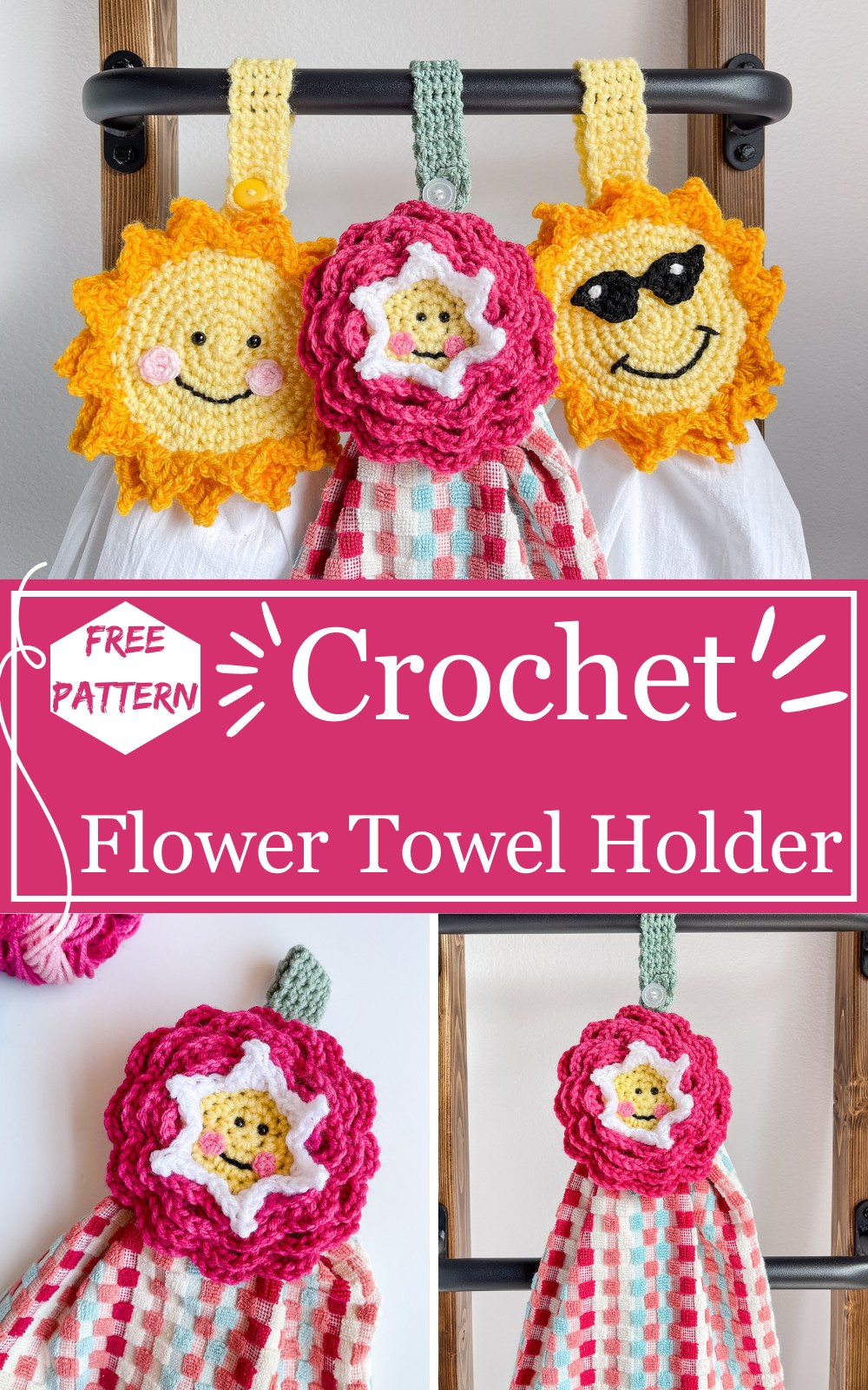 Crochet Happy Flower Towel Holder