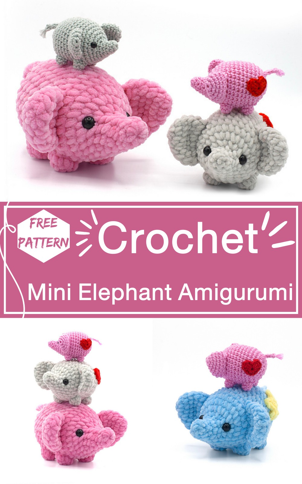 Crochet Mini Love Elephant Amigurumi