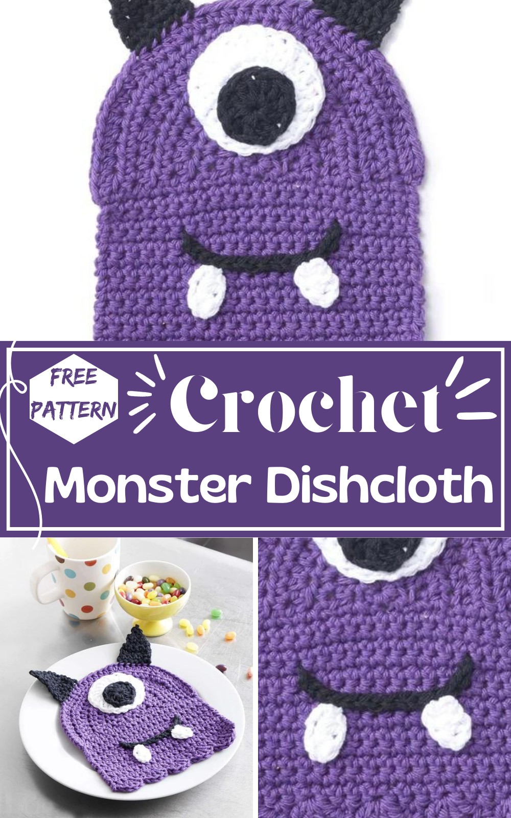 Crochet Monster Dishcloth Pattern
