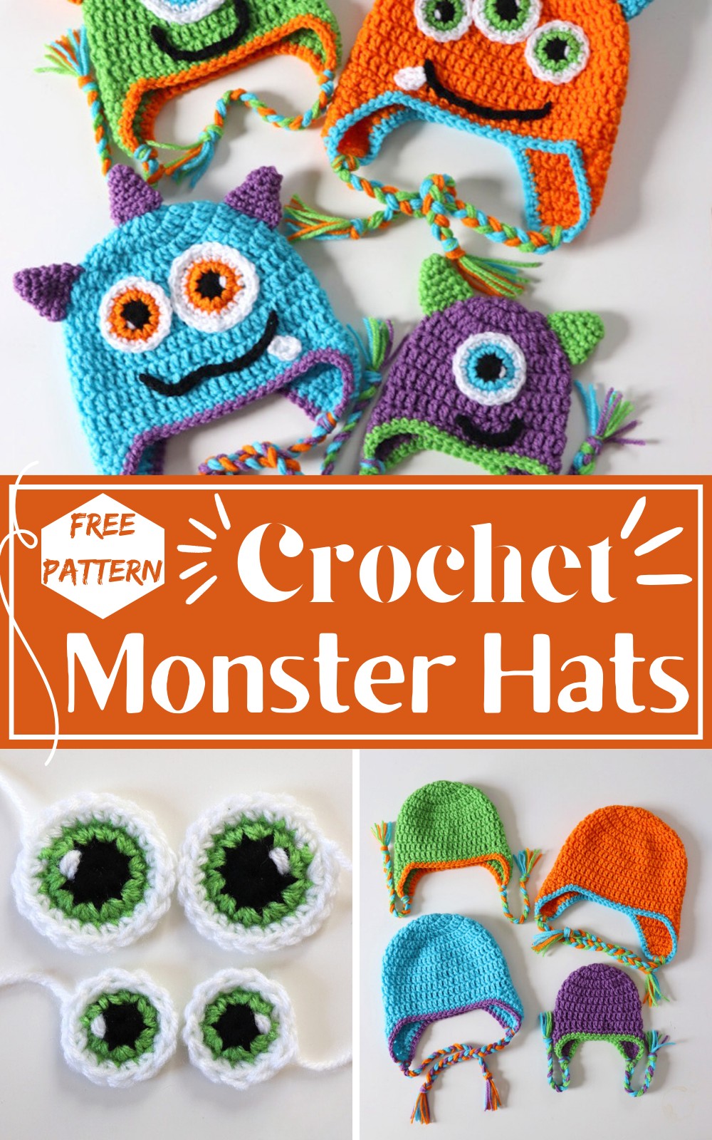Crochet Monster Hats Pattern
