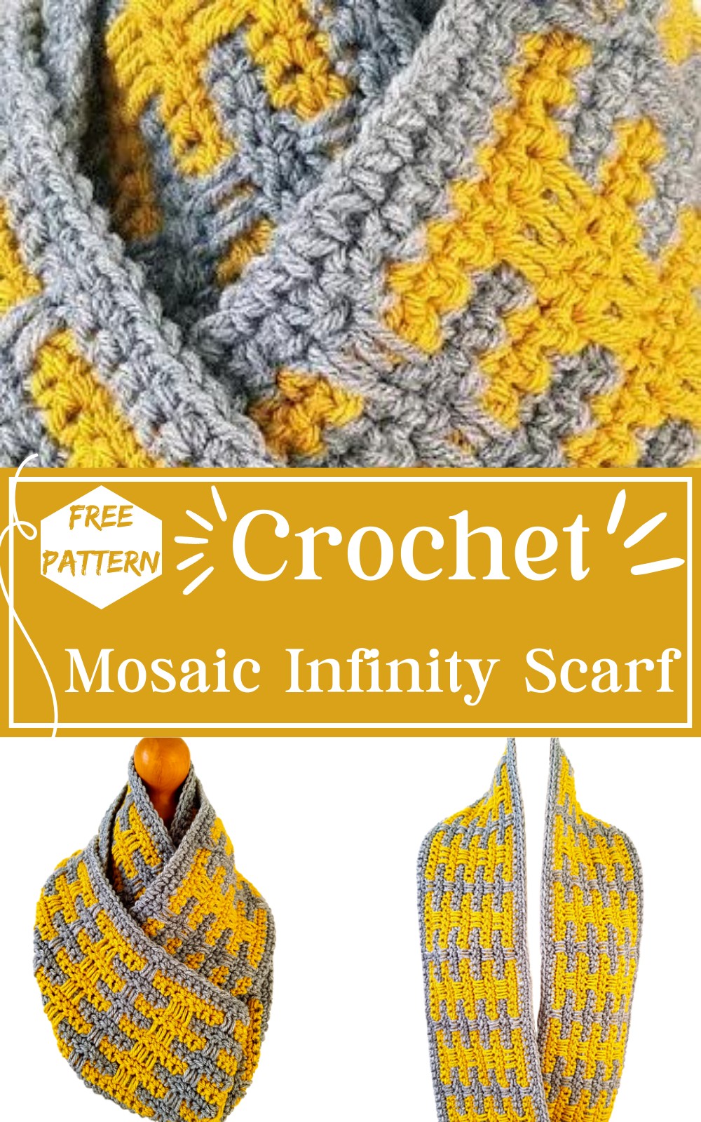 Crochet Mosaic Infinity Scarf
