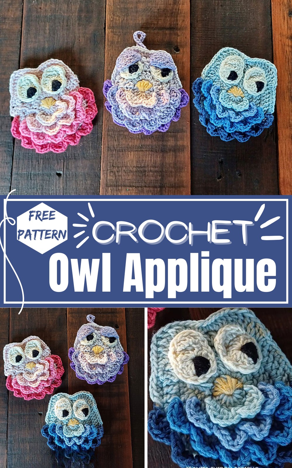 Crochet Owl Applique Pattern