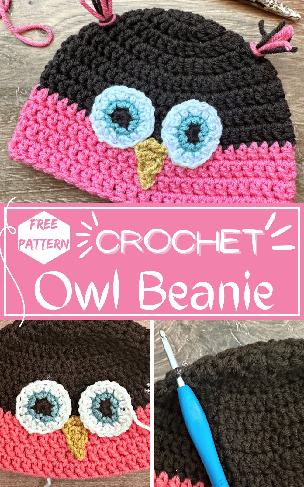 Crochet Owl Beanie Pattern